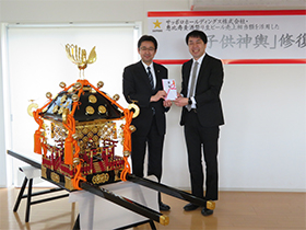 Helping to repair the Kodomo Mikoshi in Onagawa Town, Miyagi Prefecture
